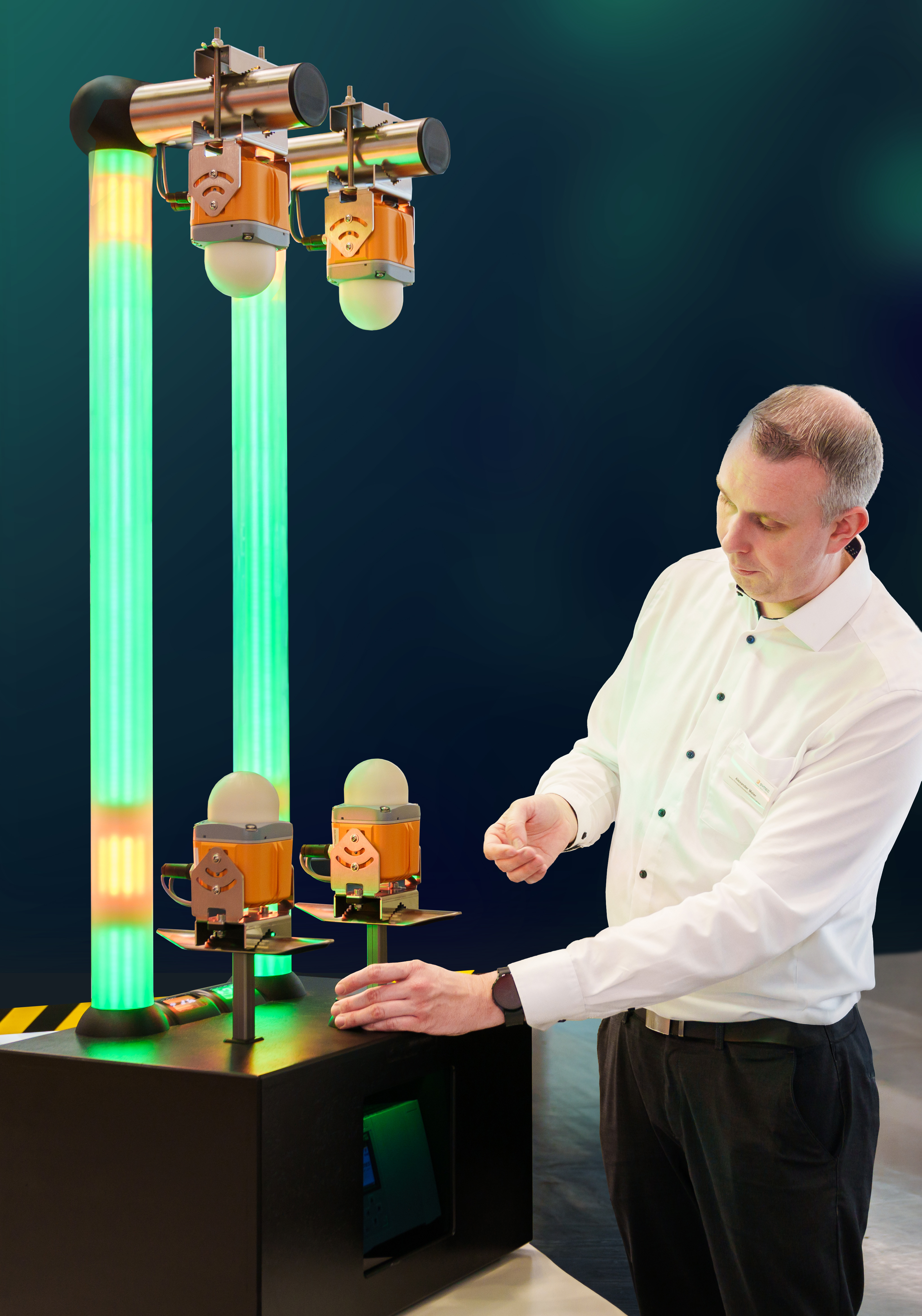 Ein Demonstrator macht Symeo<sup>®</sup> LPR-SAFE erlebbar.